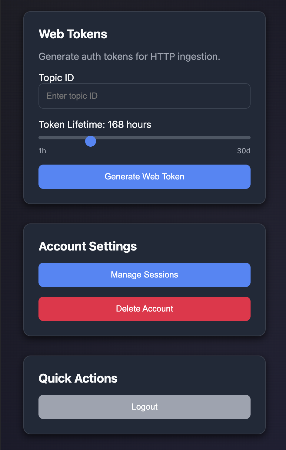 Web Token Dashboard